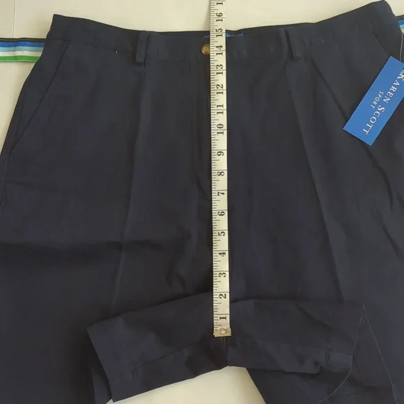 NWT Karen Scott Sport High-Waisted Stretch Belted Shorts 18 Navy Blue Pockets - Picture 14 of 16